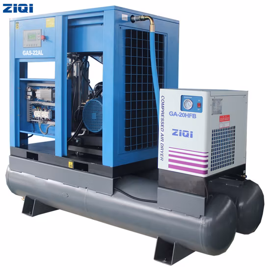 Oil Injected Electric Air Cooled Combined 7 8 10 13bar 22kw 30HP Screw Air Compressor with Plate Type Air Dryer Air Filters for Mining